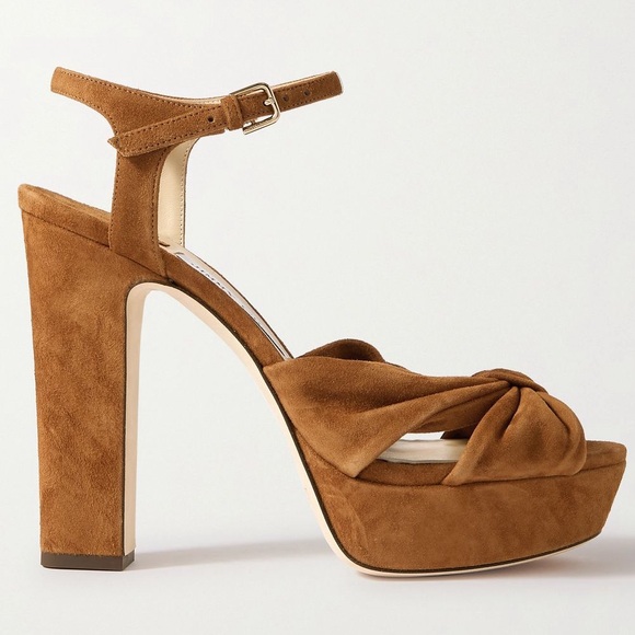 JIMMY CHOO Heloise 120 knotted suede platform sandals 37 NWT - Picture 4 of 13